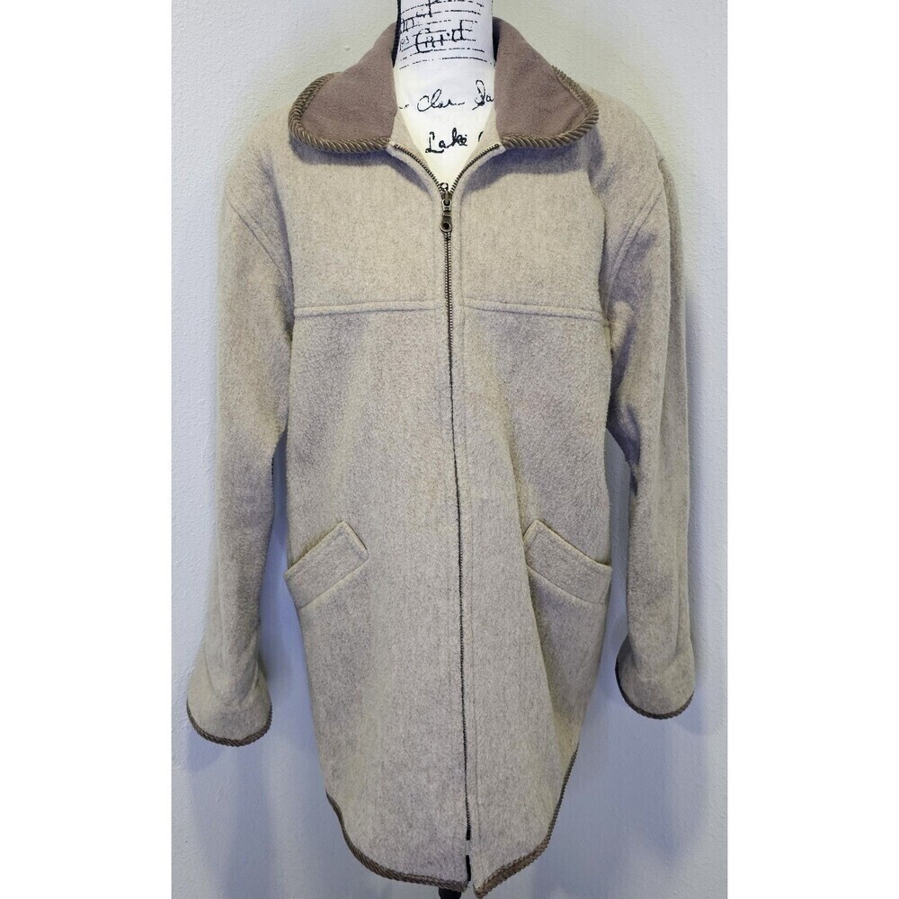 Vintage St. John's Bay Wool Womens Size 12 Tan & Brown Chore Coat Barn Jacket